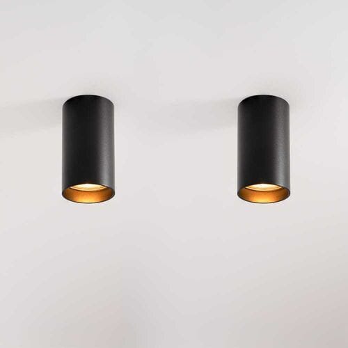 2x Canopus nero s by LUSENZ - Cilindervormige opbouwspot in met mat zwarte coating