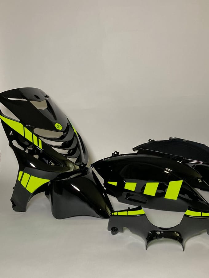 Piaggio Zip Stickerset - Striped - Fluor Geel