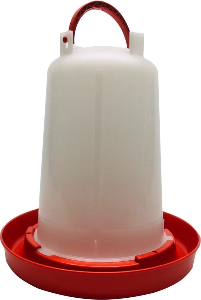 Drinkklok Pluimvee - 6 Liter - Rood/Wit - Met Handvat