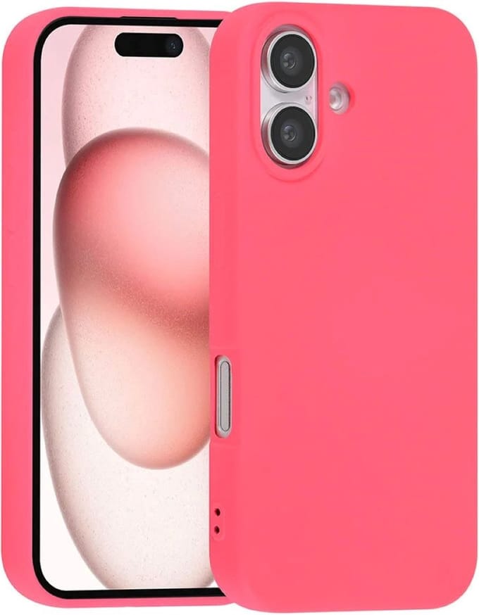 Multimedia & Accessoires Siliconen TPU Back Cover Case Hoesje geschikt voor Apple iPhone 16 – Donkerroze – Zachte Plastic – Soft Case