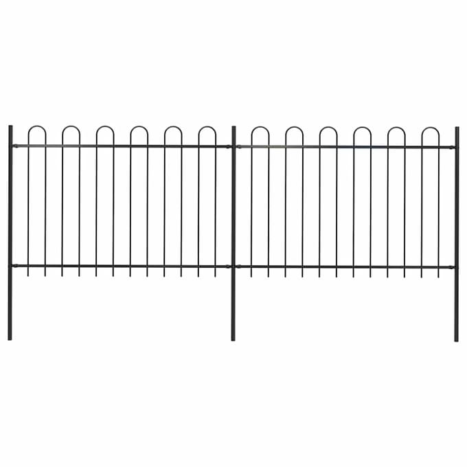 vidaXL - Tuinhek - met - ringtop - staal - 337x120 - cm - zwart