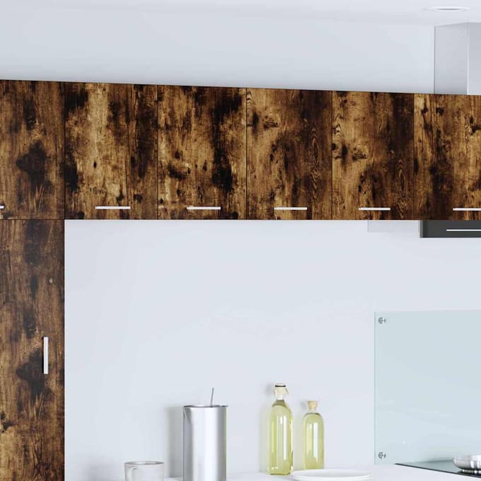 vidaXL - Hangkast - 2 - st - Gerookte - Eik - en - Wit - Bewerkt - hout