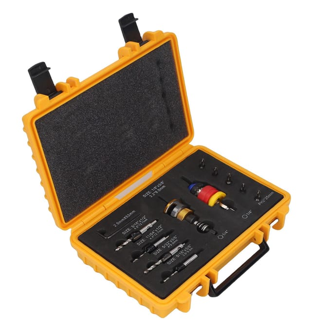 Jeu de forets à chambrer pour bois avec butée de profondeur réglable 3,2 4,8 mm Forets coniques pour menuiserie précise Aluminium