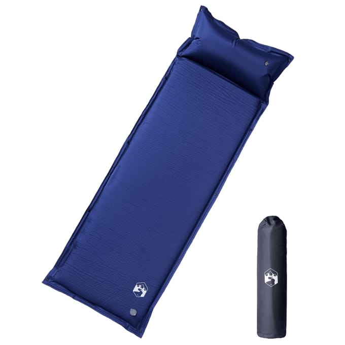 vidaXL - Kampeermatras - met - kussen - zelfopblazend - 1-persoons - marineblauw