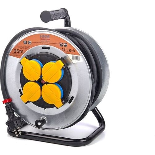HBM 25 meter spatwaterdichte IP44 stroomhaspel 3 x 1,5 mm