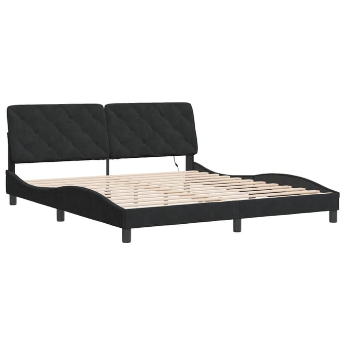 vidaXL - Bedframe - met - LED - zonder - matras - fluweel - zwart - 180x200 - cm