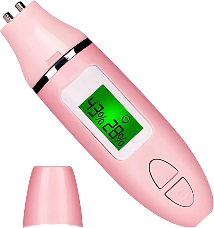 Huidmeter - Vochtanalysator - Huidverzorging - Dubbele sonde - Compact ontwerp - Roze