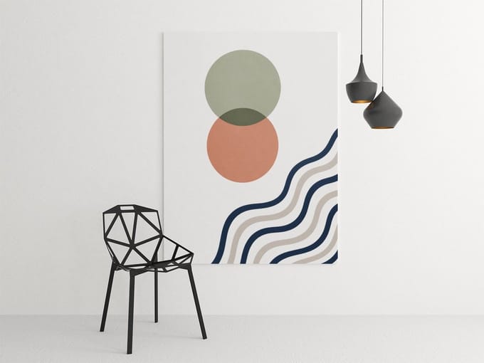 Canvas Schilderij Abstract - Abstracte Cirkels en Golven - 75 x 100 cm
