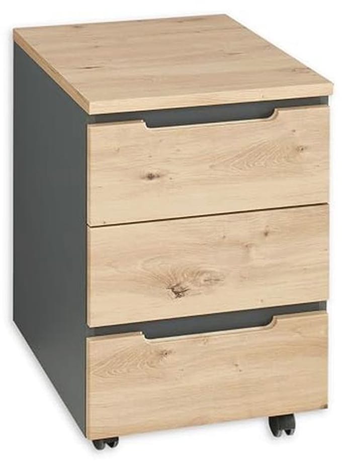 Rolcontainer bureau in Artisan eikenlook - mobiele bureaukast met laden - 45 x 66 x 55 cm