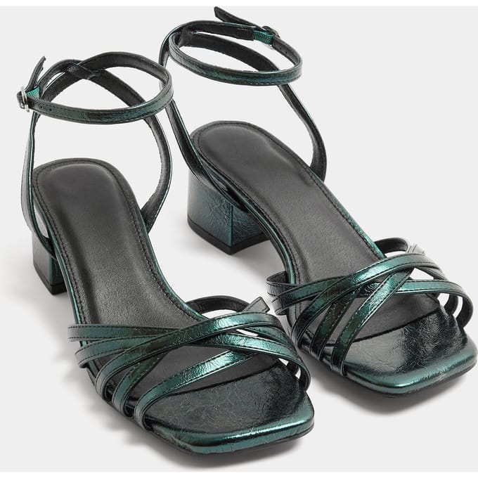 Yours Turquoisegroene Pumps Met Gekruiste Bandjes In Extra Brede Eeepasvormsize 40EEE