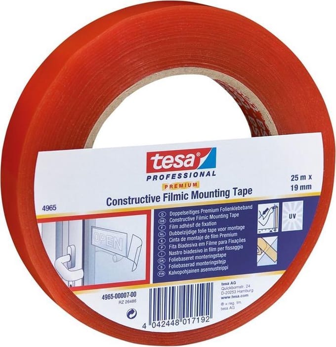 Tesa dubbelgecoate tapeTesafix 4965 transparant 19mmx25mtr