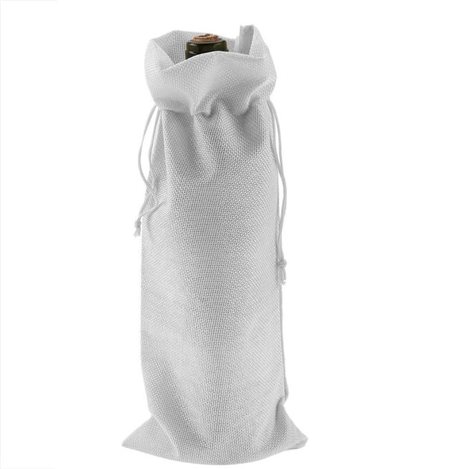12 stuks Eenvoudige Linnen Stoffen Wijnzak met Trekkoord Champagne Decoratieve Hoes (Wit) wit