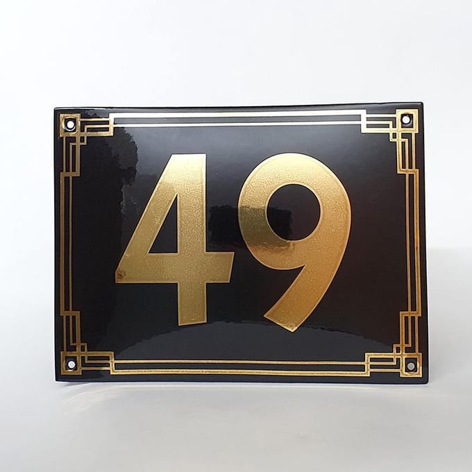 Art deco | jaren ’30 | luxe emaille huisnummer - 49