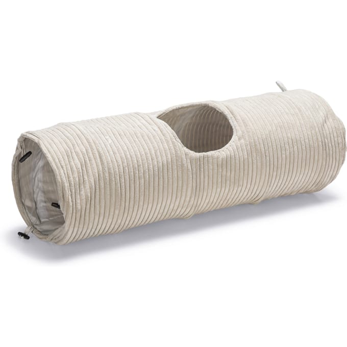 Designed by Lotte Kattentunnel Ribbed - Kattenspeelgoed - Lichtgrijs - 25x25x75 cm