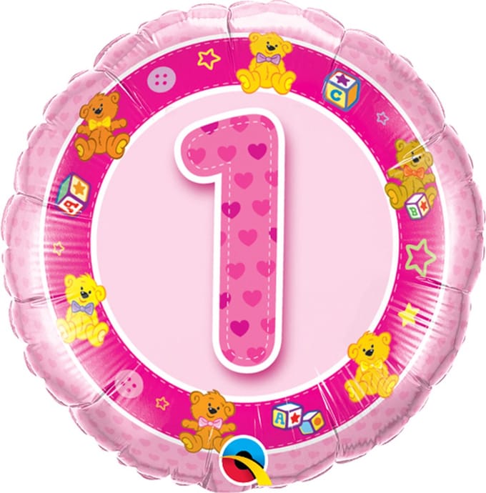 Qualatex - Folieballon 1 Jaar Roze 45 cm
