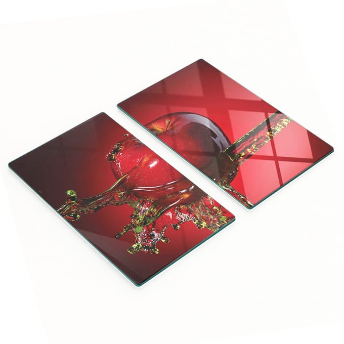 Decoratieve snijplanken van gehard glas, rode appel, 2x30x52 cm