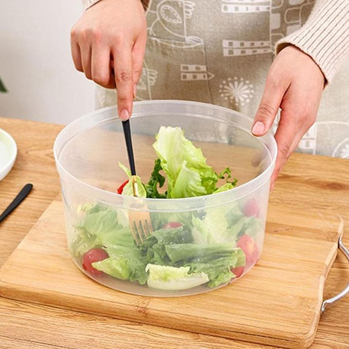 Slaspinner Handmatig Slaspinner 3L Grote Capaciteit Groentewasser Droger Afdruiprek Vergiet met white