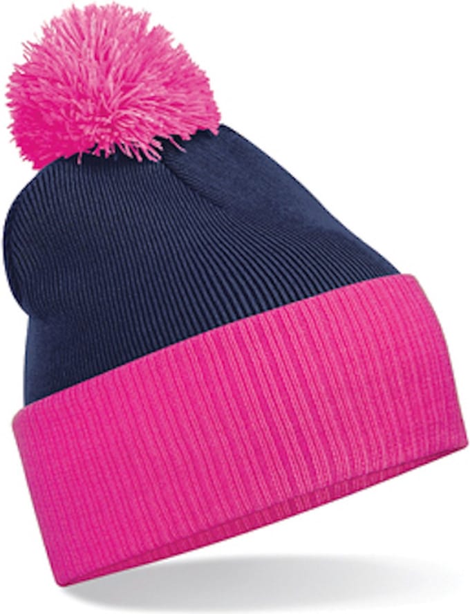 Beechfield 'Snowstar® Two-Tone Beanie' Donkergrijs/Fuchsia