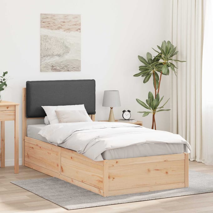vidaXL - Bedframe - met - Gevoerde - Hoofdbord - Donkergrijs - 80 - x - 200 - cm