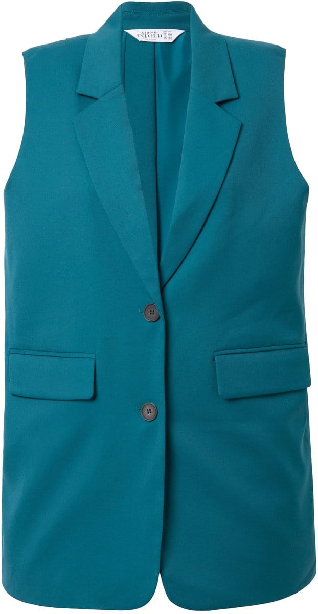 Studio Untold - Dames - Gilet oversized split met knoop op de achterkant - Petrol - Maat 50+