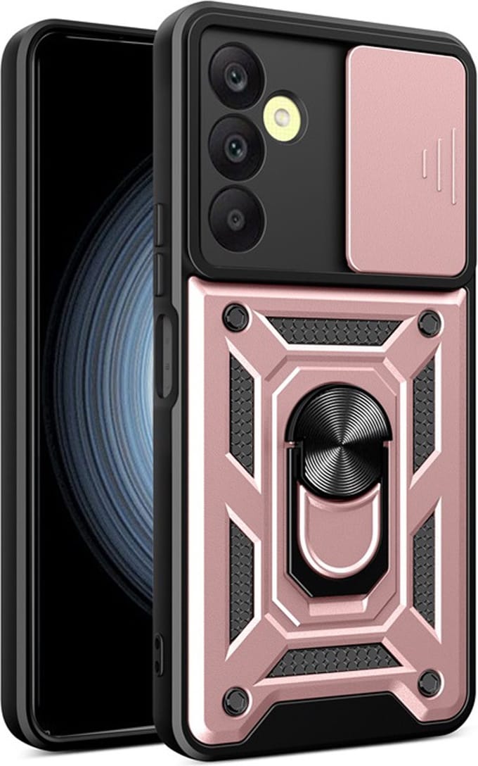 MobyDefend Hoesje - Geschikt voor Samsung Galaxy A25 - Pantsercase Met Draaibare Ring - Rosé
