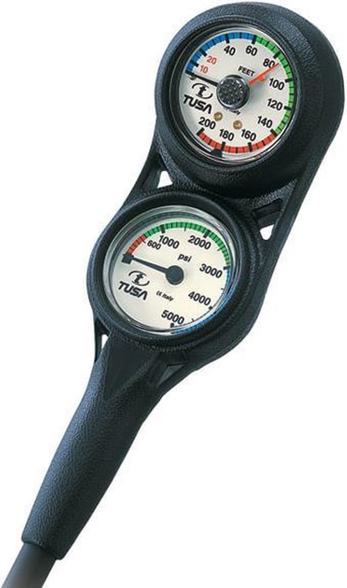 TUSA Mini 2 Gauge Console – Compacte Duikconsole met Manometer en Dieptemeter – Zwart – SCA-230T