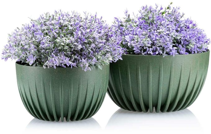 HowHomely Stripped Eco Wood - Bloempotset - Modern Design - Groen - UV-bestendig