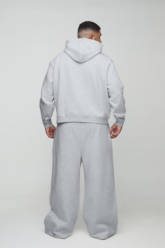 Plus 330GSM Oversized Boxy Basic Hoodie | Grey Marl | Size 4XL