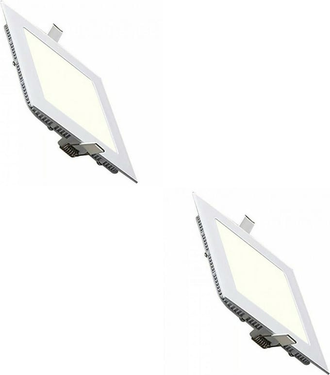 LED Downlight Slim 2 Pack - Inbouw Vierkant 6W - Natuurlijk Wit 4200K - Mat Wit Aluminium - 113.5mm