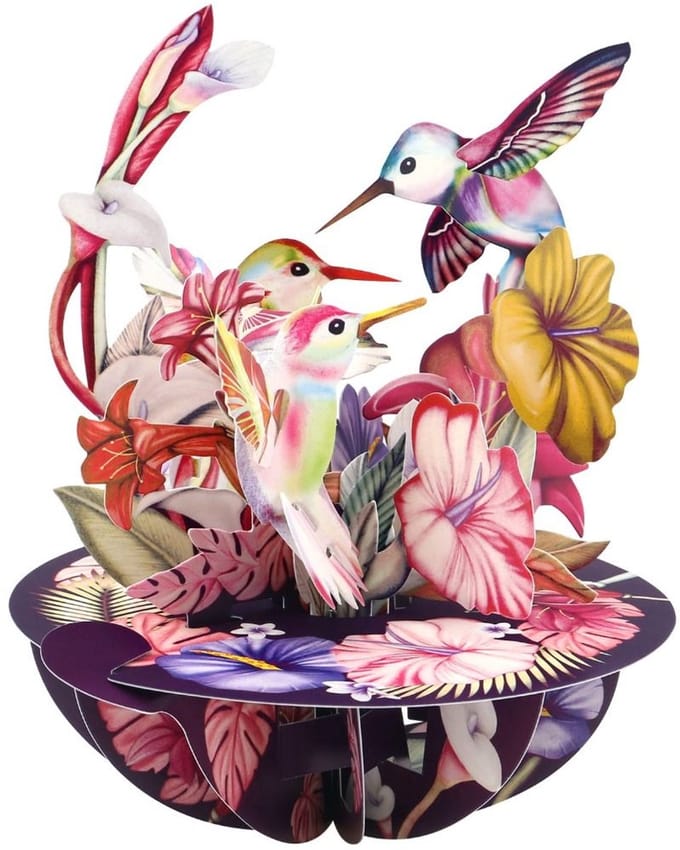 Wenskaart - Pirouettes 3D - SPS047B - Hummingbirds (Blush)