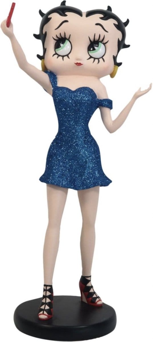 Betty Boop Selfie - Blauwe Glitter Jurk Beeldje