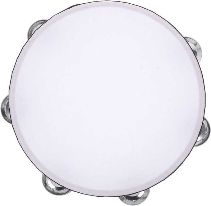 Kinder Tamboerijn - Houten Percussie - Muziek Ontdekken - Dubbele Rij Jingles - 22.5 cm - Multicolor