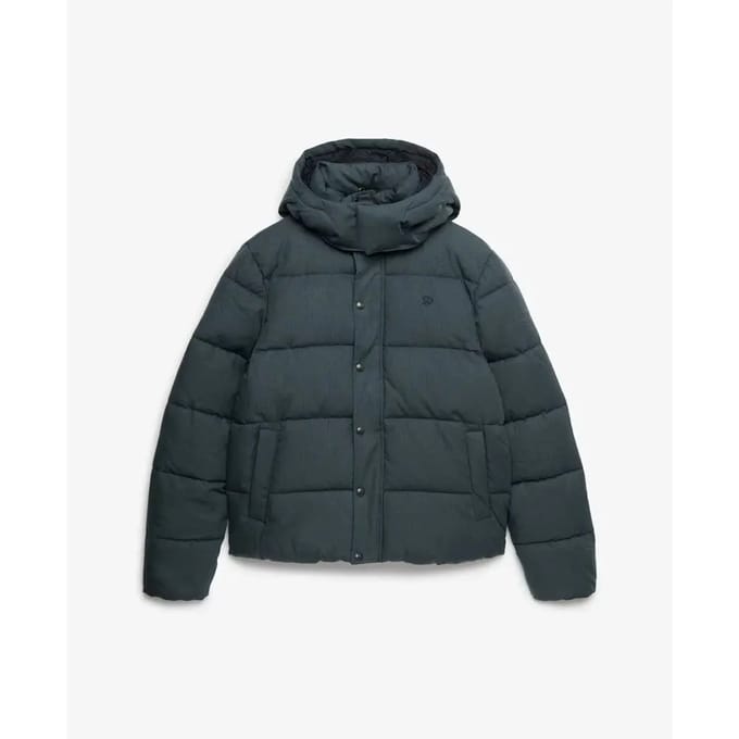 Superdry - Premium Geruite Puffer Jas met Capuchon - Heren - Gewatteerde jassen