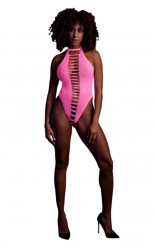 Glow in the Dark Hoog uitgesneden Body - Roze