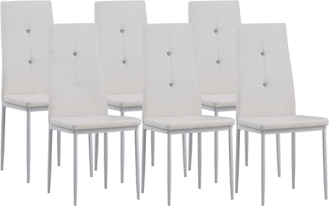 QIN® Stoelen 6 Stuks - Stoelen - Wit - 15cm x 30cm x 121cm