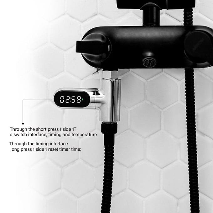 Thermomètre de douche à affichage LED, rotatif à 360 °, moniteur de température de l'eau, compteur intelligent d'énergie, fournitures de salle de bains 5°-85° white