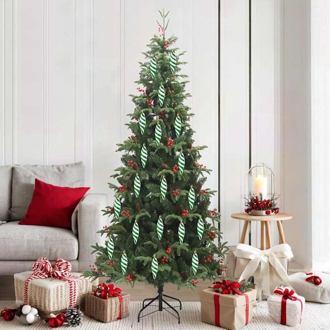 vidaXL Kerst Spiralvorm Bal 40 st Groen 3 x 11 cm Kunststof