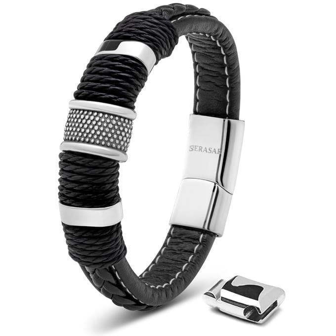 SERASAR Manchetarmband Heren [Ring] - Zilver 20cm - Inclusief Sieraden Geschenkdoos