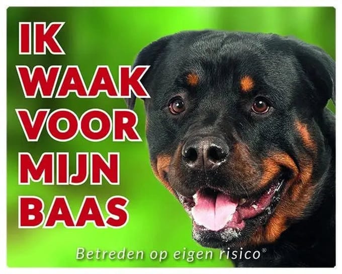 Rottweiler Waakbord - Ik waak voor mijn baas