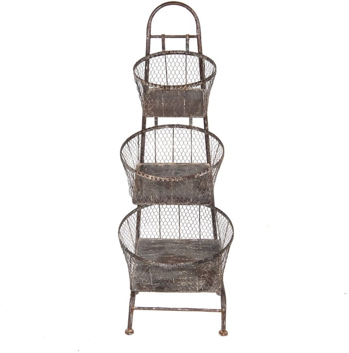 Clayre & Eef Opbergrek Manden 43x43x116 cm Bruin Metaal