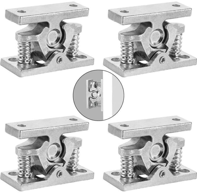 4 zilverkleurige deurstoppers van zinklegering met veermechanisme