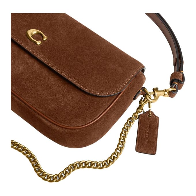 Coach Brook 23 Suède Leer Schoudertas Dames schoudertas Messing Warm-Bruin CDD05-B4WBR Basic Set (Bag+Dust Bag) black