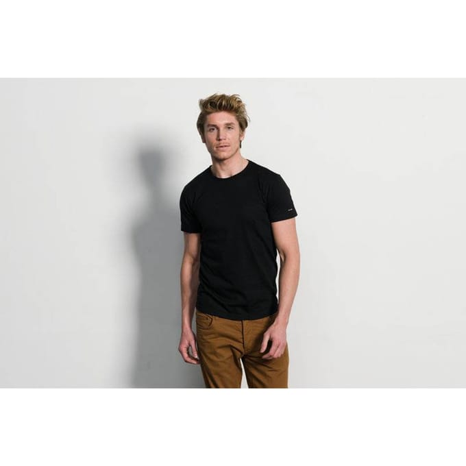 Slater 7520 - BASIC FIT 2-pack T-shirt ronde hals korte mouw zwart L 100% katoen
