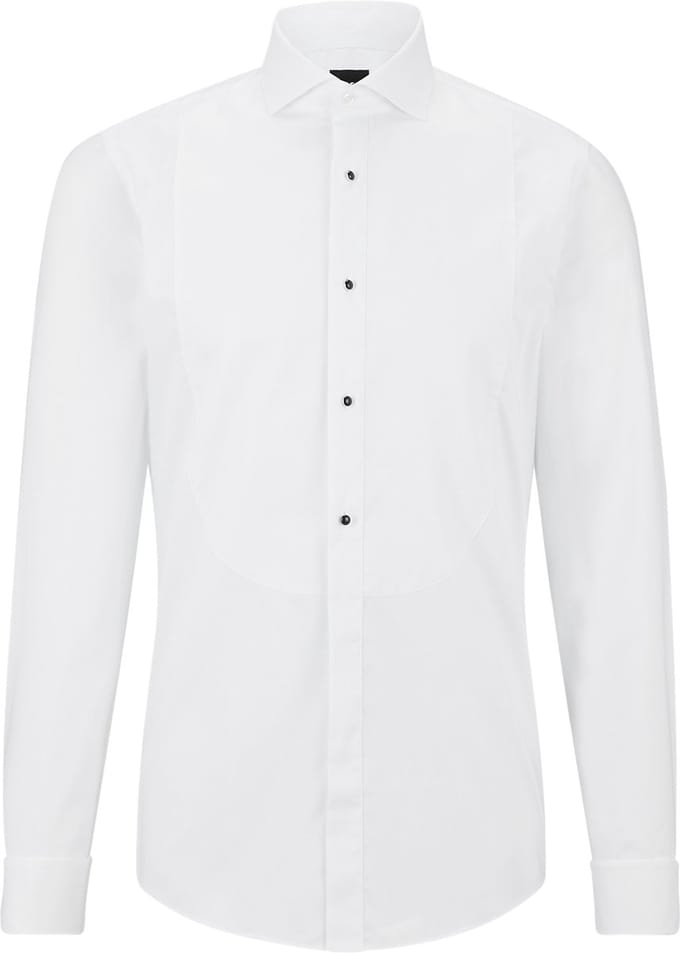 BOSS Hank slim fit smoking overhemd - popeline - wit - Strijkvriendelijk - Boordmaat: 45