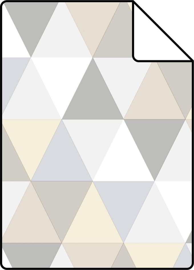Proefstaal ESTAhome behang driehoekjes lichtgrijs, beige en wit - 26.5 x 21 cm - 128707-S