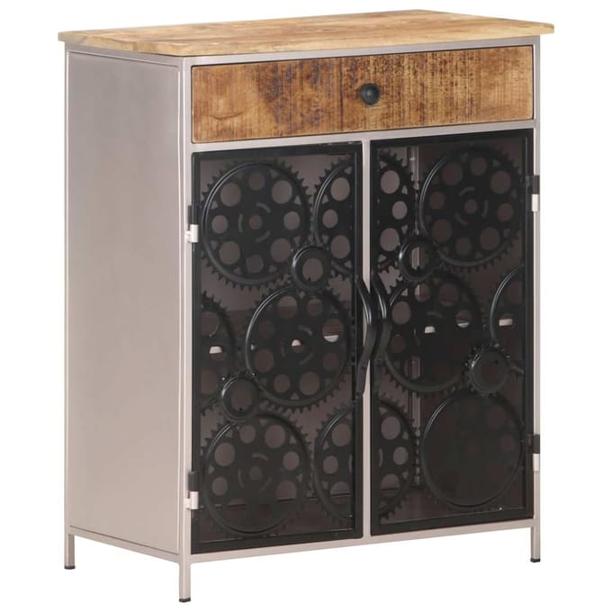 vidaXL - Dressoir - 60x35x75 - cm - ruw - mangohout - en - ijzer