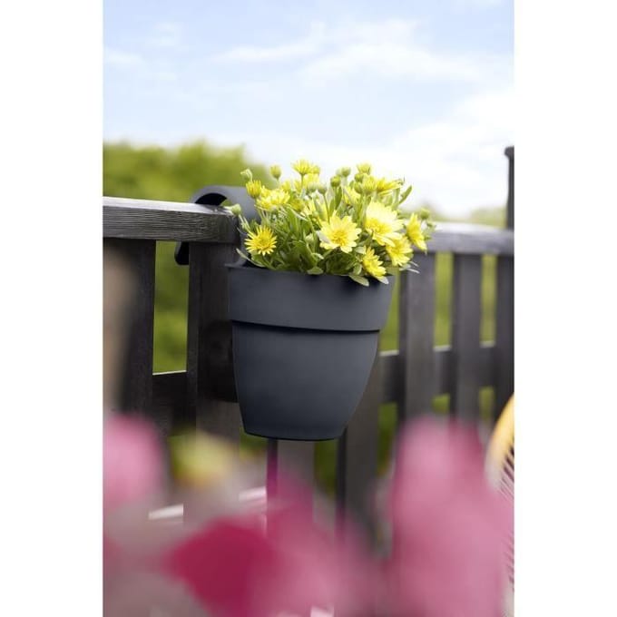 ELHO Pot de fleurs balcon Vibia Campana Easy Hanger Small - Anthracite - Balcon extérieur - L 24.1 x W 20.5 x H 26.5 cm gris