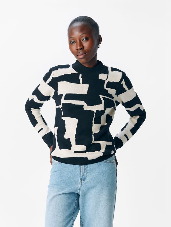 OBJRAY L/S KNIT PULLOVER AOP NOOS