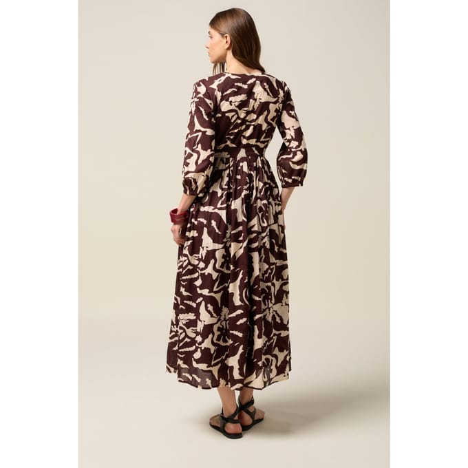 Oltre Patterned Cotton Midi Shirtdress Brown Taglia: 38 | Abiti Midi Outlet | Donna | Marrone