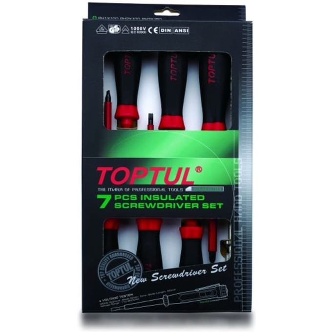 Elektrische schroevendraaierset TOPTUL 7pcs PH1X100 PH2X100 PH3X150 SL 4X100